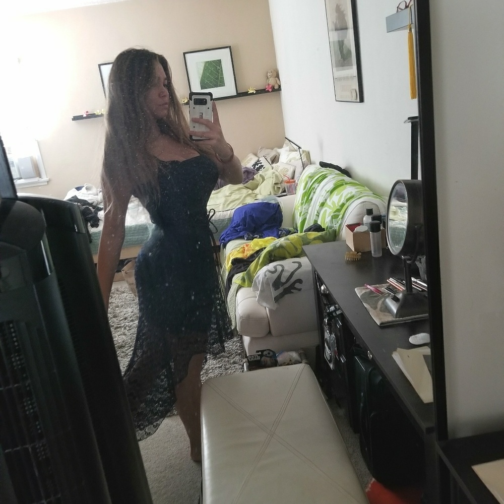 Navy Blue Boho Tube Dress - Picture 4 of 5